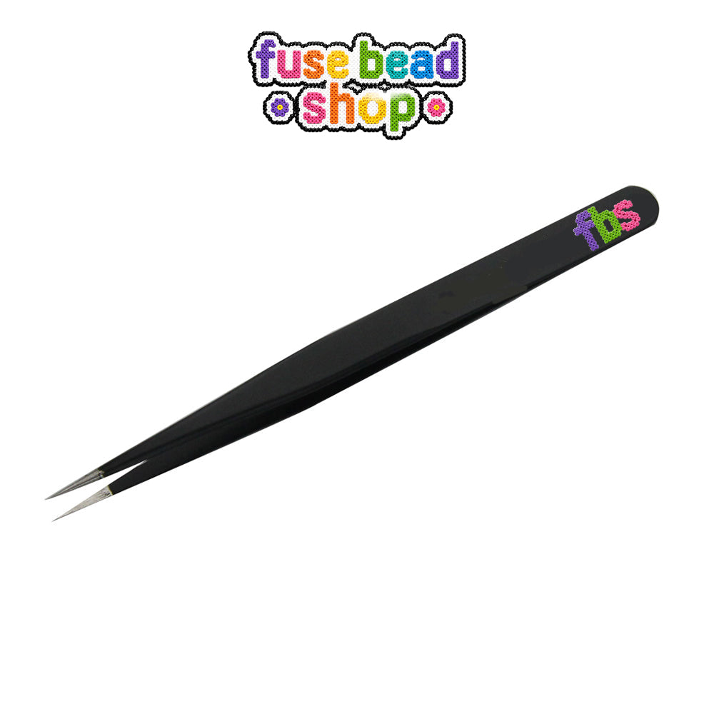 Black Straight Metal Bead Tweezers